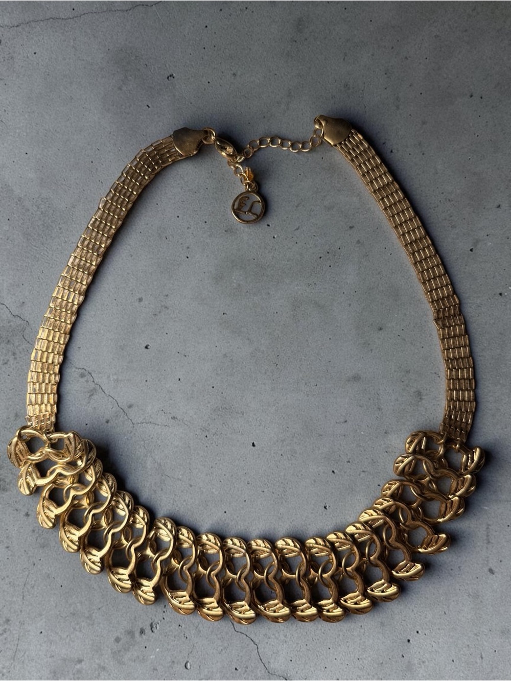 Vintage Erica Lyons Gold Linked Bib Necklace
